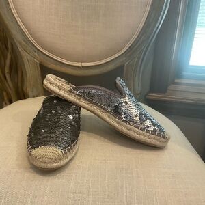 Sam Edelman Sequin Espadrille Mules - Silver